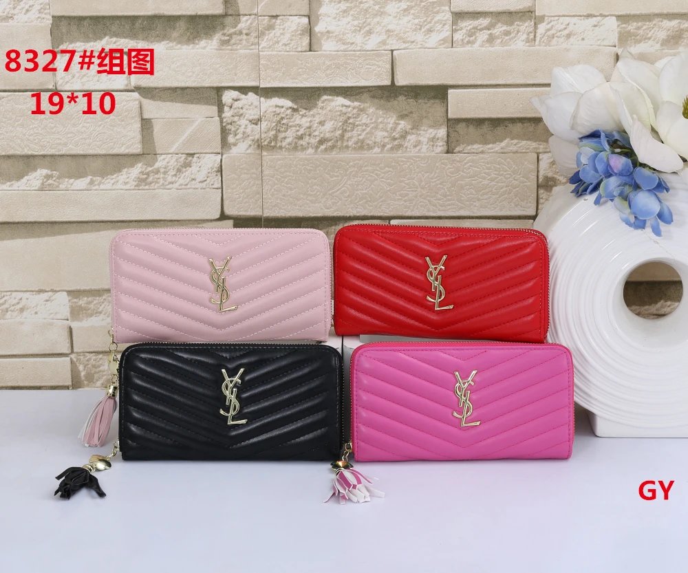 YSL Quilted Long Wallet with Logo and Tassel