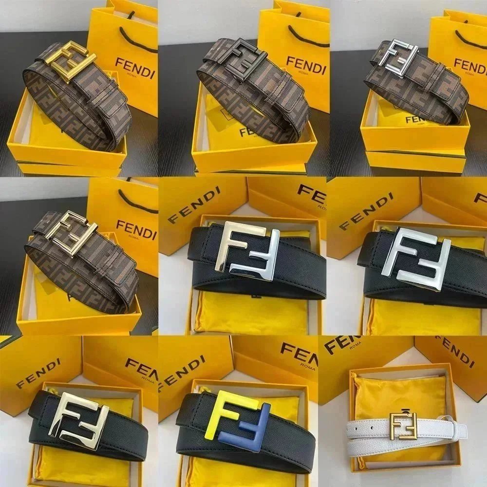 FENDI FF Logo Belt Men Women Fashion Designer Leather Belt