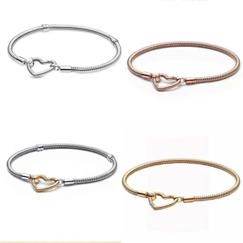 Stainless Steel Heart Shape Bracelet for Women - Silver, Rose Gold, Gold & Two-Tone