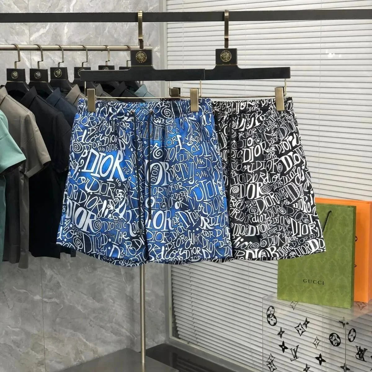 Dior Graffiti Print Swim Shorts for Men