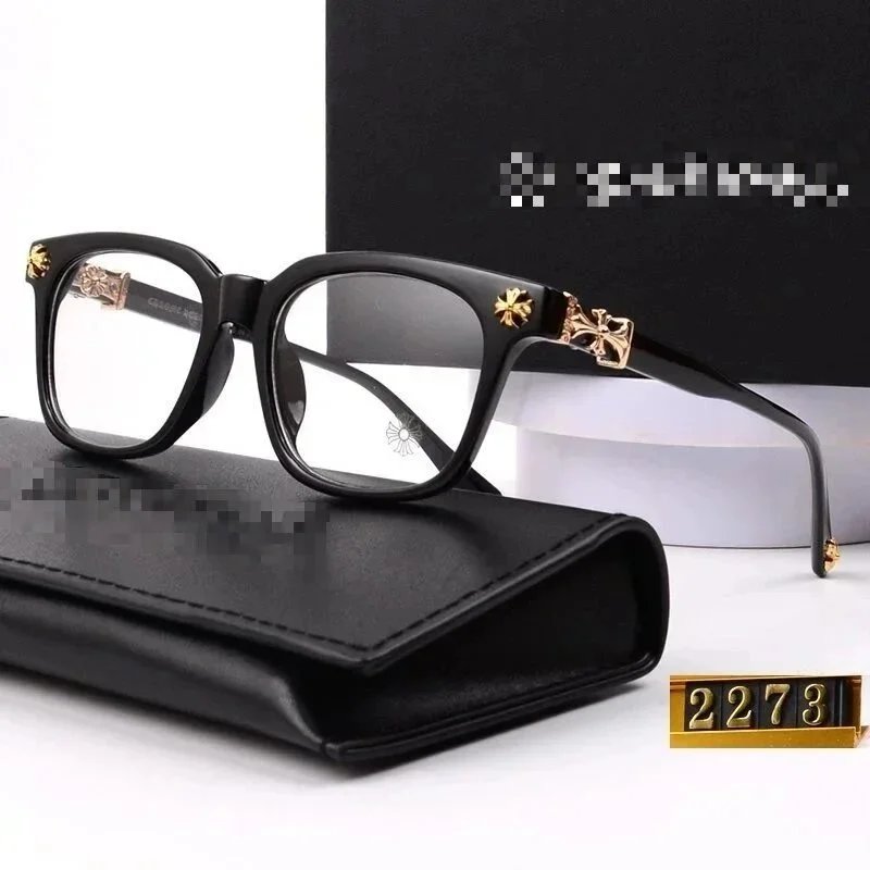 Stylish Black Square Frame Glasses with Gold Decorative Details