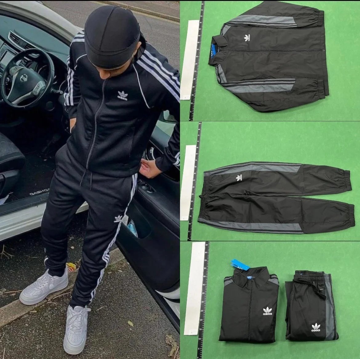 Adidas Black Track Suit Men's Sportswear Set with 3-Stripes Design