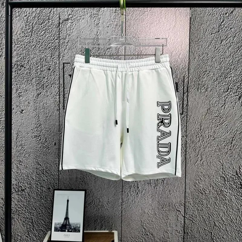 Prada White Logo Shorts for Men and Women
