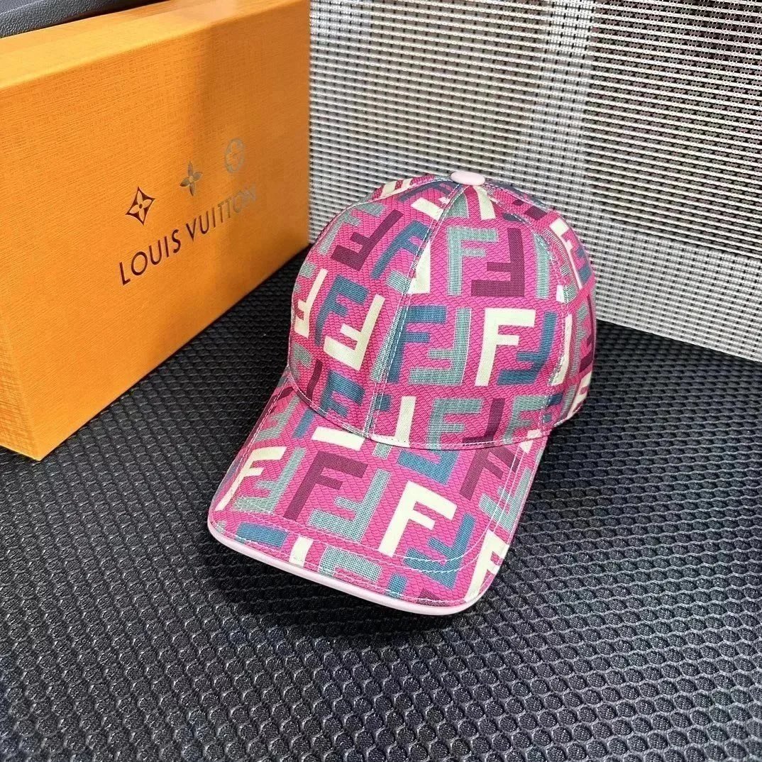 FENDI Pink FF Logo Baseball Cap for Men and Women