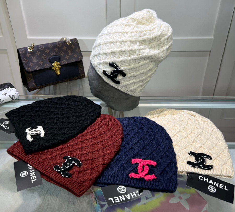 Chanel Knit Beanie Hat with CC Logo - Luxury Winter Headwear