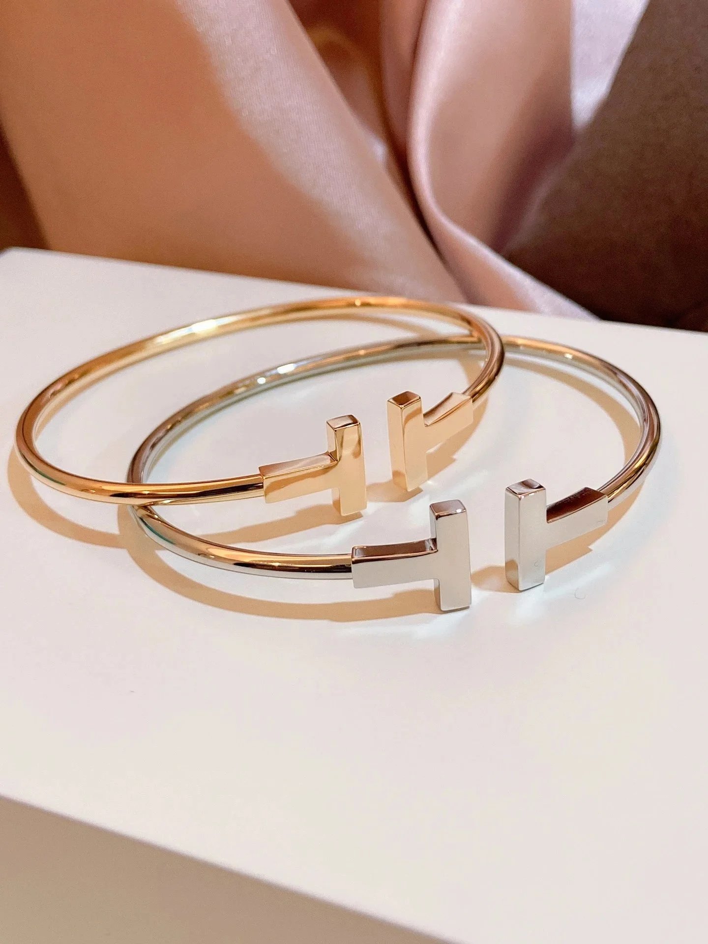 Tiffany T Wire Bracelet in Gold and Silver