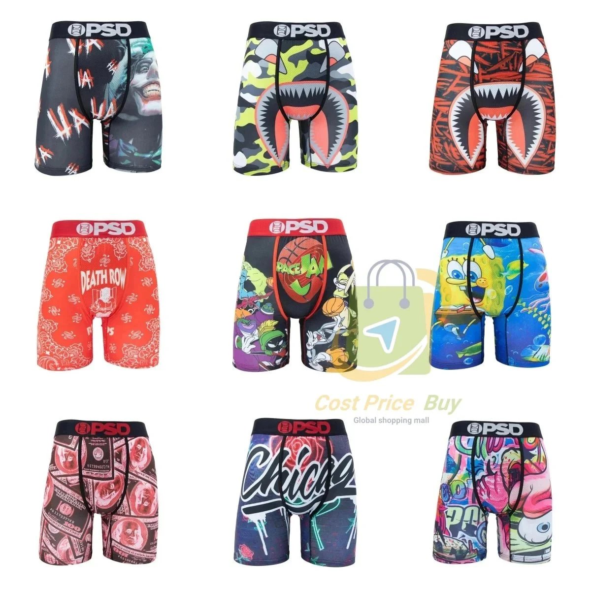 PSD Men's Printed Boxer Briefs with Pop Culture Designs