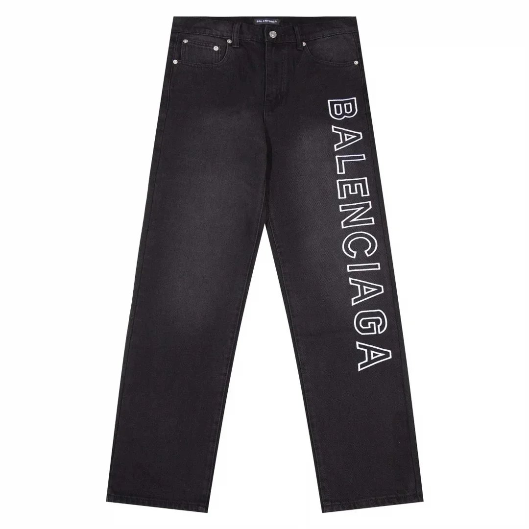 Balenciaga Black Logo Denim Jeans for Men