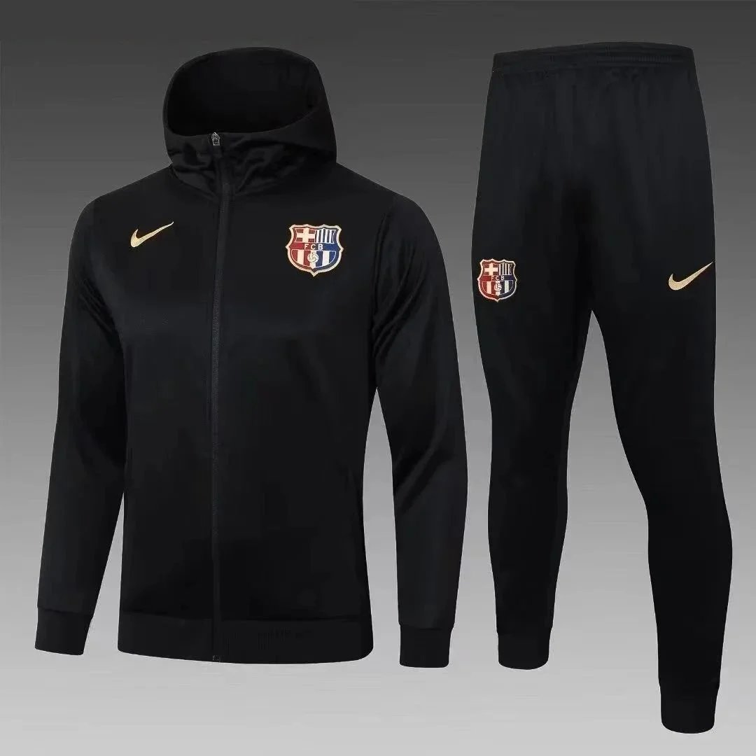 FC Barcelona Nike Black Training Suit Men's Hooded Jacket and Pants Set