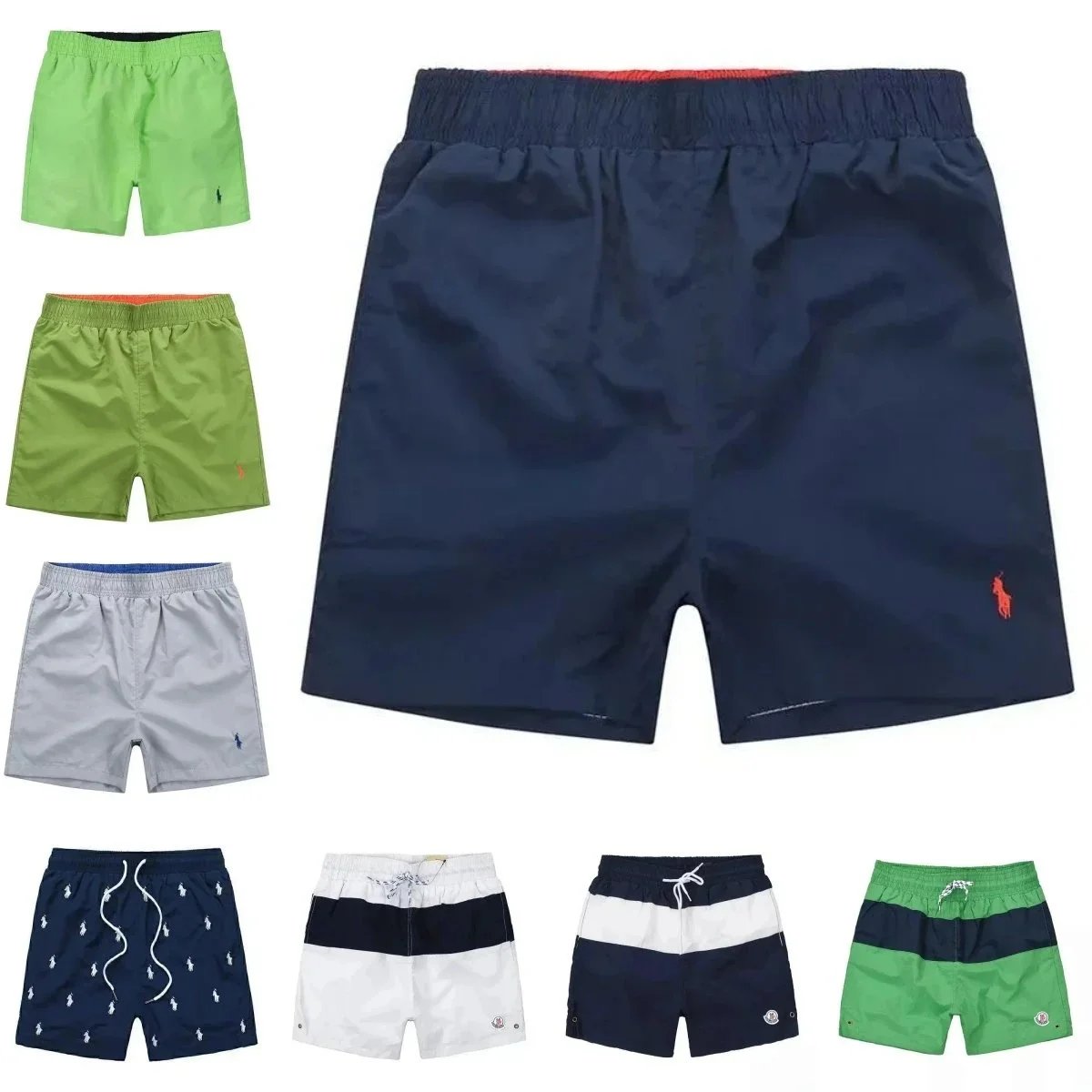 Men's Swim Shorts with Pony Logo - Quick Dry Beach Trunks