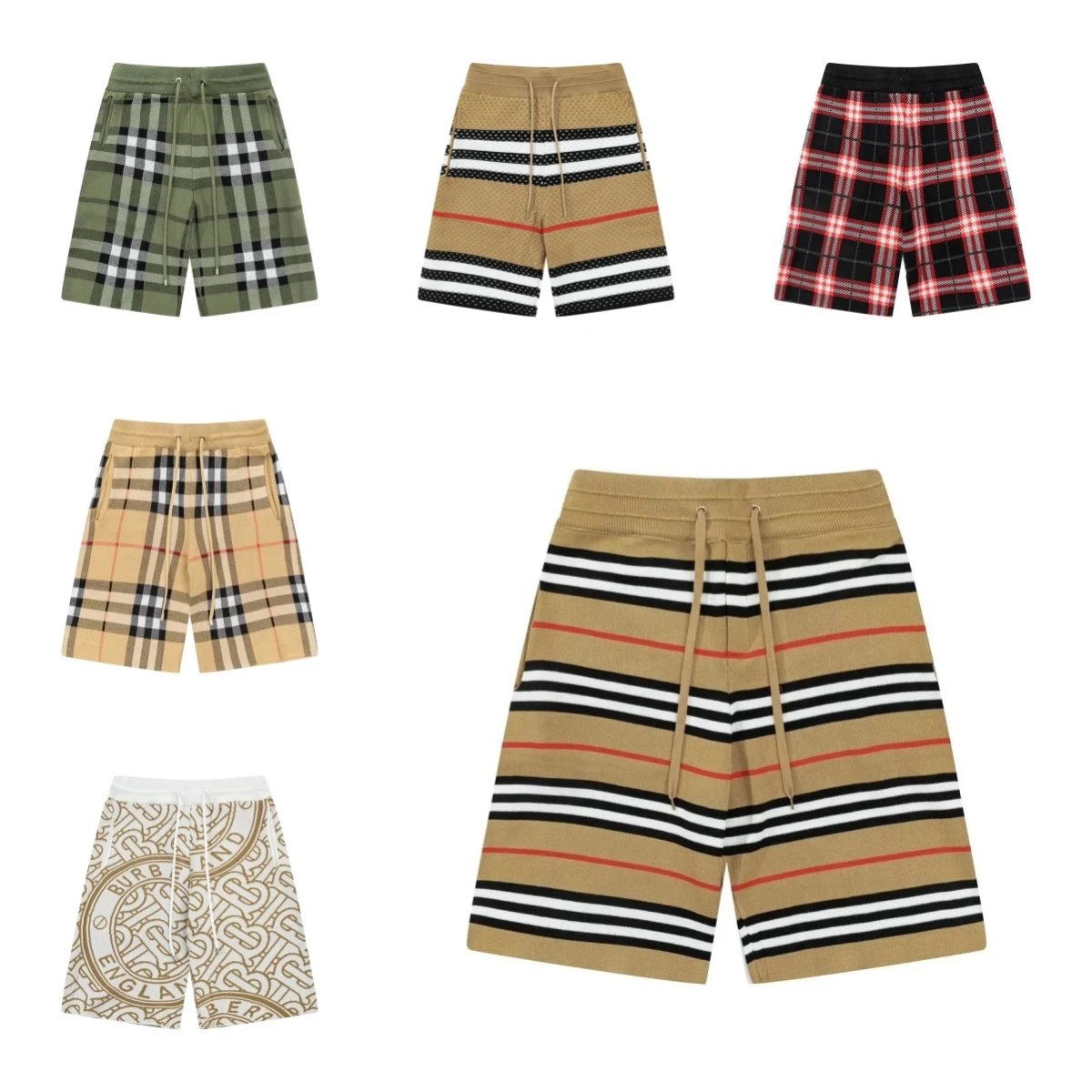 Burberry Men's Check and Stripe Pattern Shorts