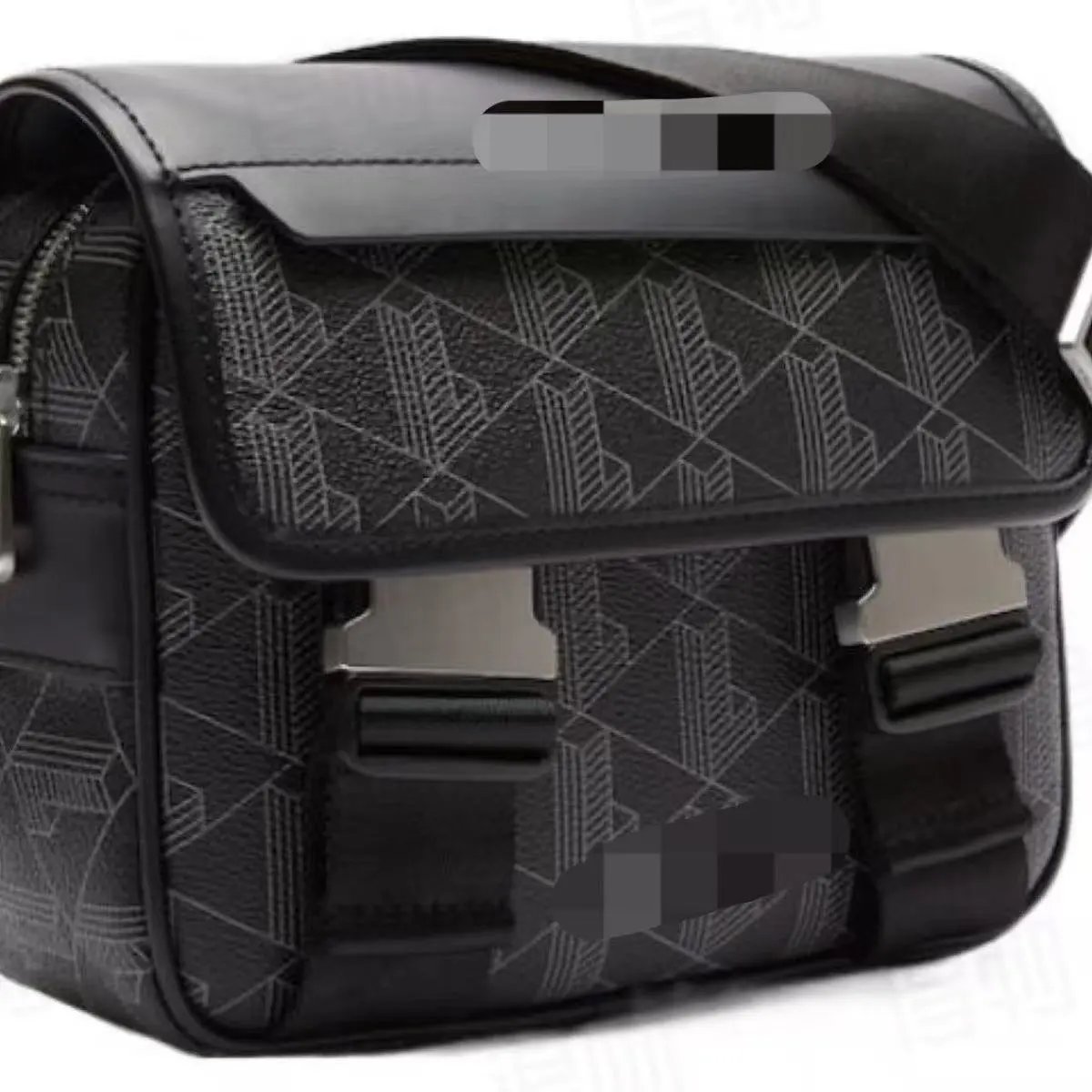 Stylish Black Geometric Pattern Shoulder Bag for Men and Women