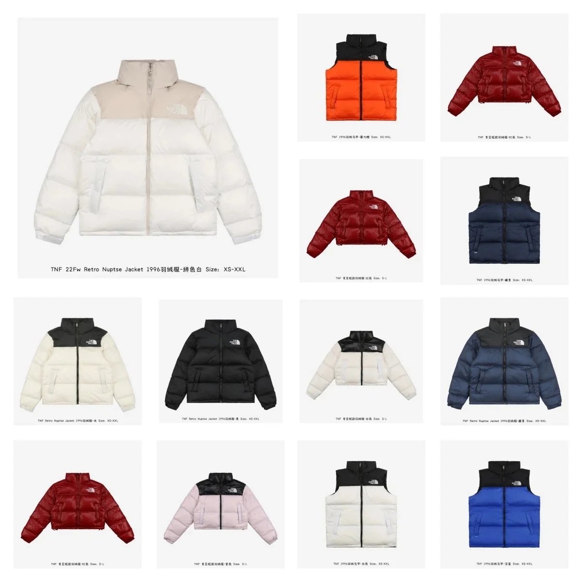 TNF 22Fw Retro Nuptse Jacket 1996 Down Jacket - Color Block White