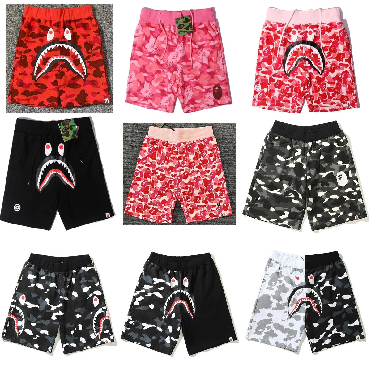 BAPE Shark Camo Shorts for Men and Women