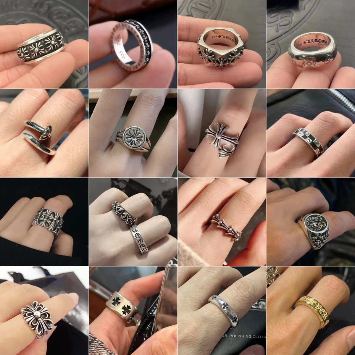 Vintage Silver Rings for Men and Women Gothic Punk Style Jewelry