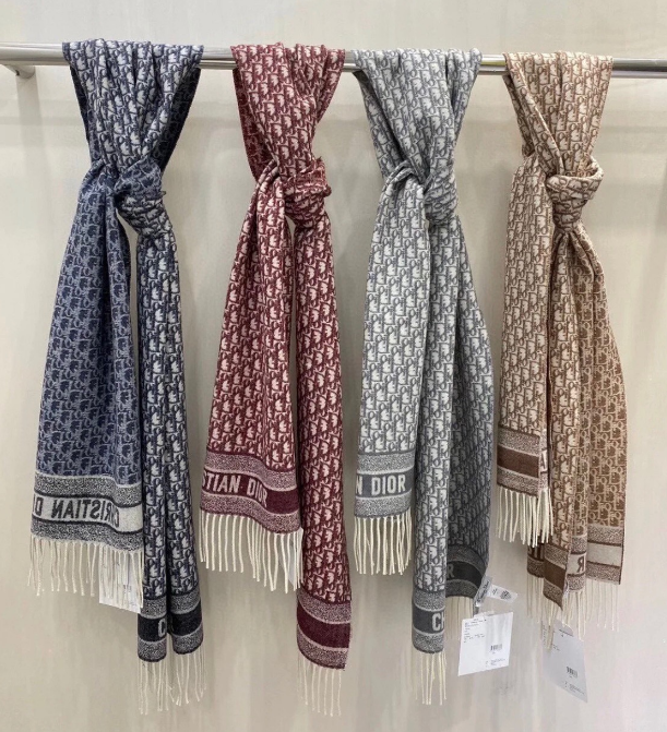 Christian Dior Monogram Pattern Wool Scarf for Women and Men