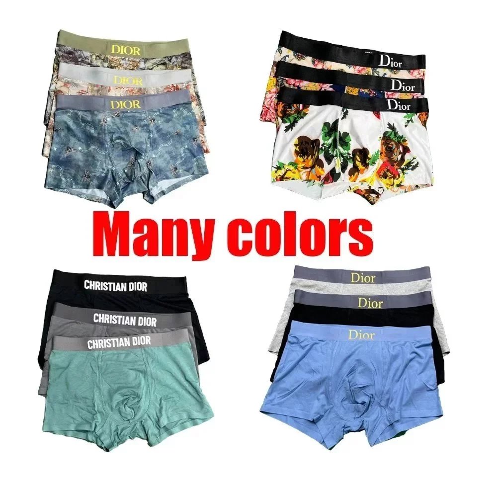 Dior Men's Boxer Briefs - Premium Cotton Underwear with Floral and Solid Colors
