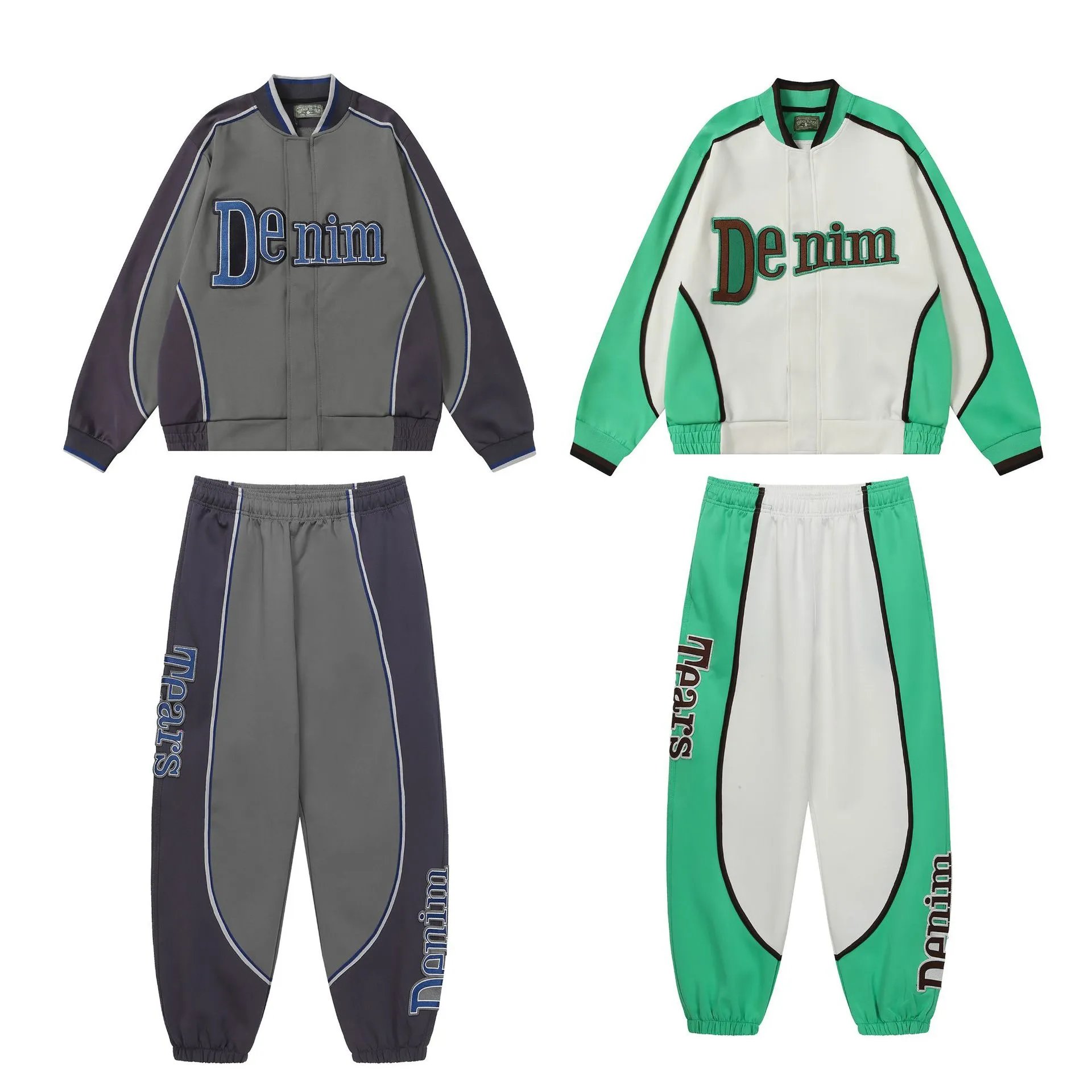 Denim Sport Suit Tracksuit Set for Men and Women