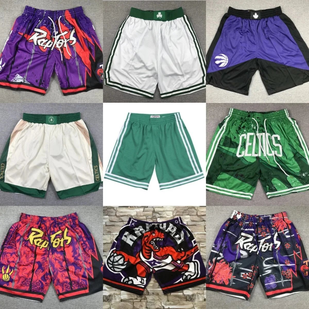 Official NBA Raptors Celtics Basketball Shorts for Men Women