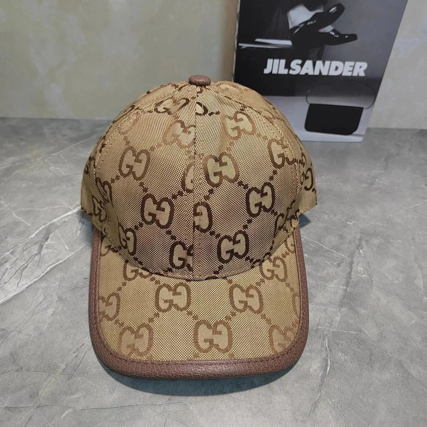 Gucci GG Supreme Pattern Baseball Cap Beige Brown