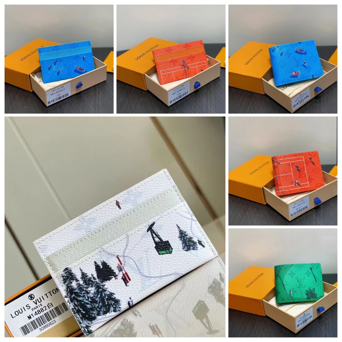 Louis Vuitton M14882 Card Holder with Ski Scene Print