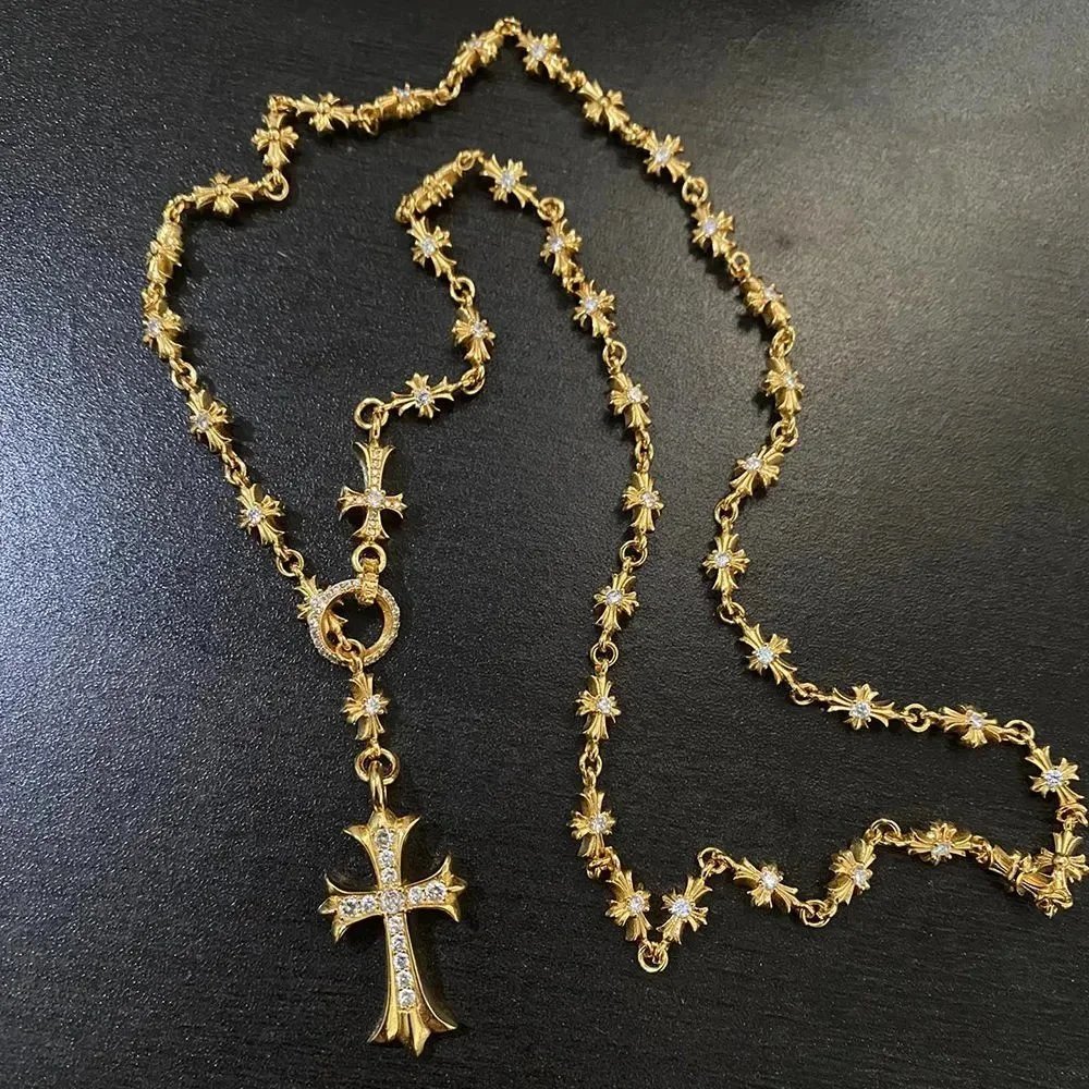 Luxury Gold Plated Cross Necklace with Crystal Accents