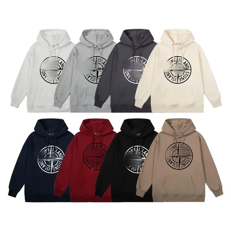 Stone Island Logo Hoodie Men Women Casual Sweatshirt Hooded Pullover