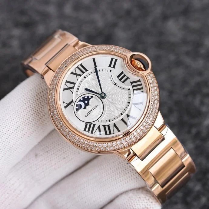 Cartier Ballon Bleu Watch Rose Gold Diamond Bezel