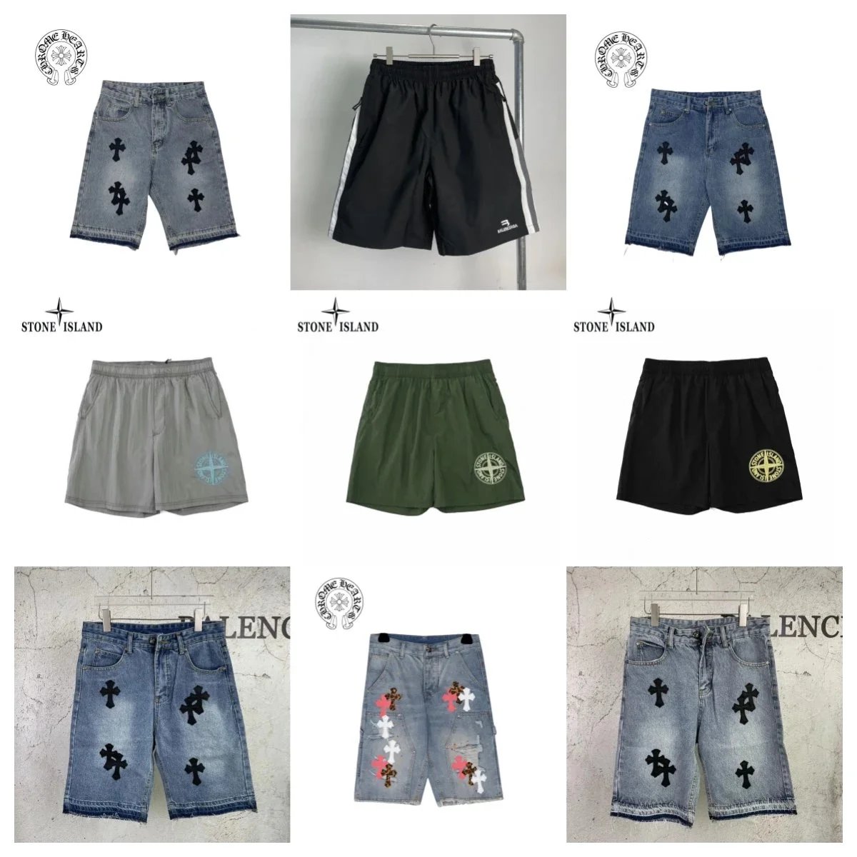 Stone Island Denim Shorts with Cross Embroidery and Sport Styles