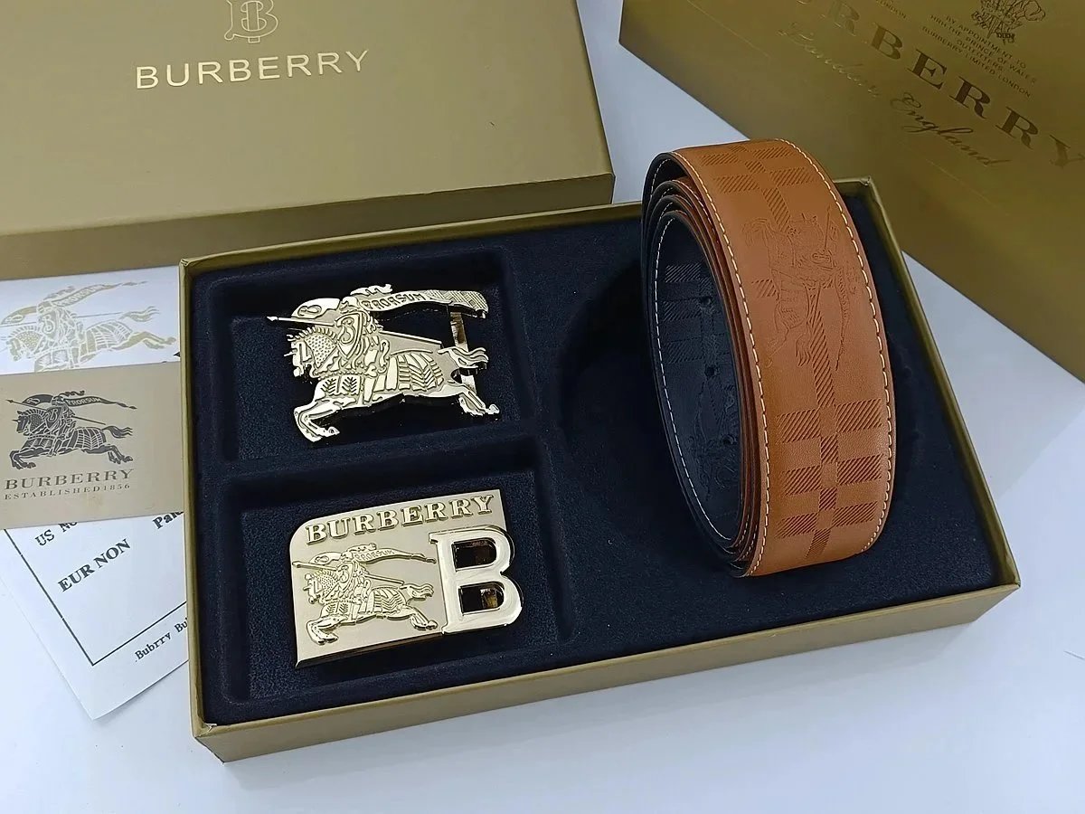 Burberry Leather Belt with Equestrian Knight Buckle
