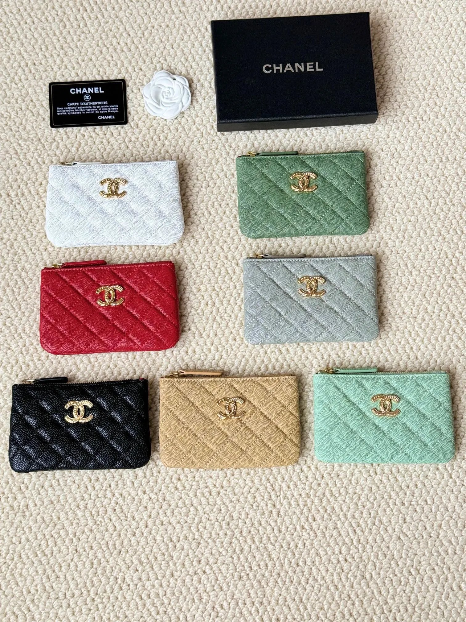 Chanel Quilted Leather Card Holder Wallets in Multiple Colors
