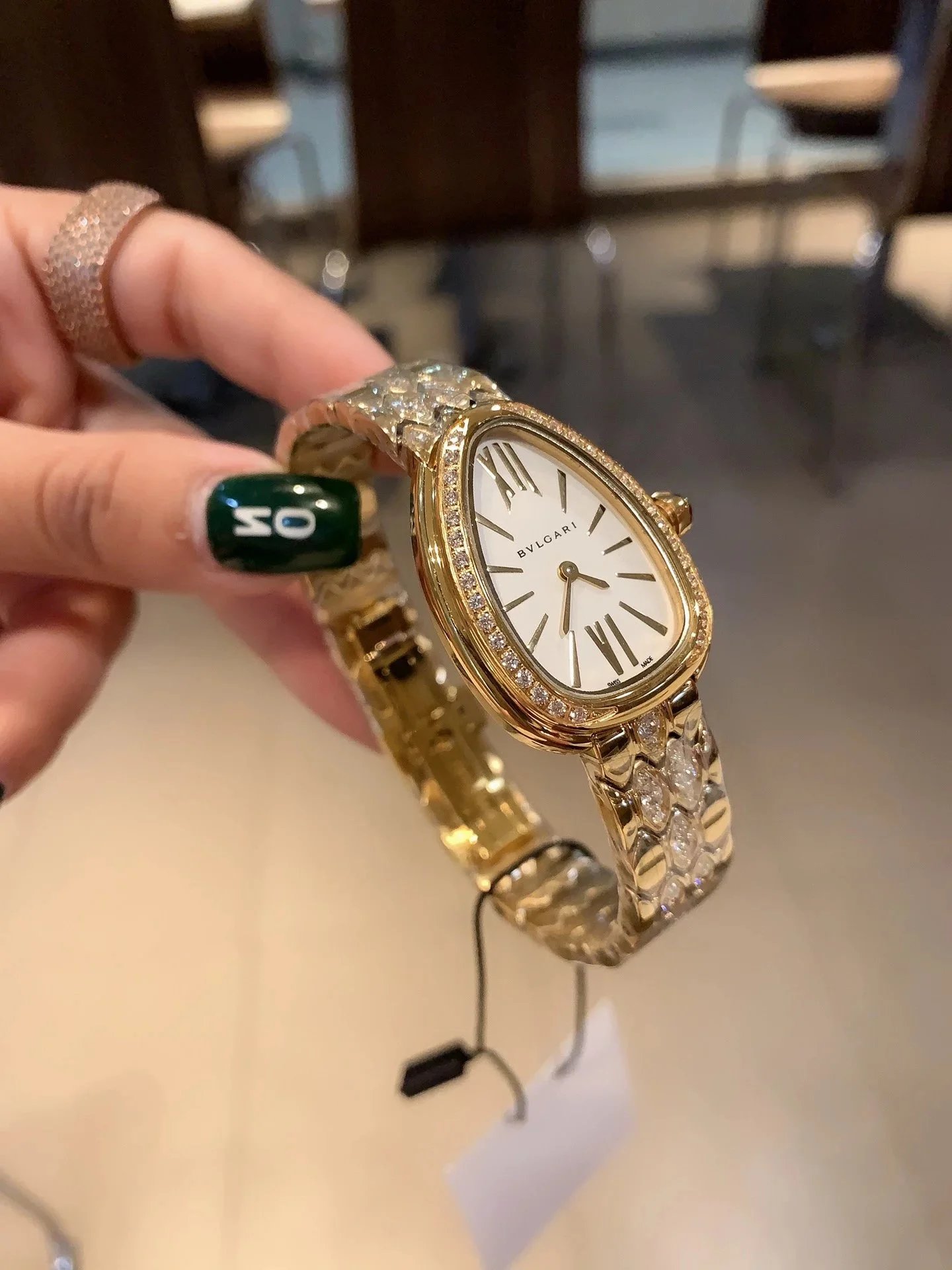 BVLGARI Serpenti Watch with Diamond Bezel and Gold Bracelet