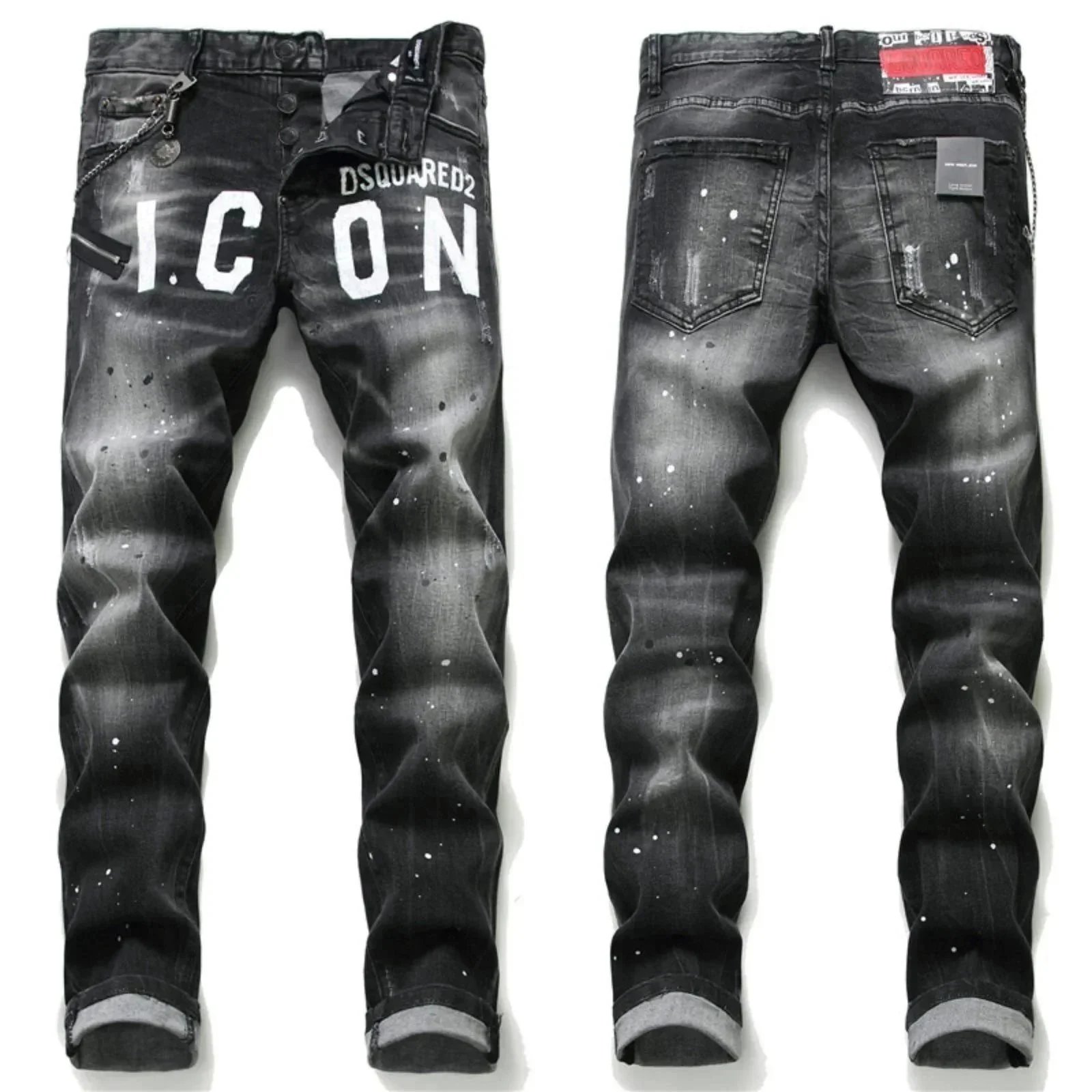 DSQUARED2 ICON Black Distressed Jeans for Men