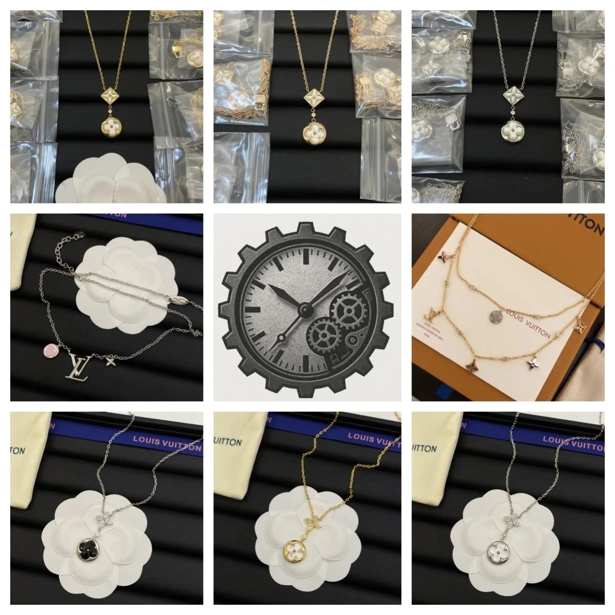 Louis Vuitton Flower Pendant Necklace Gold Silver Jewelry
