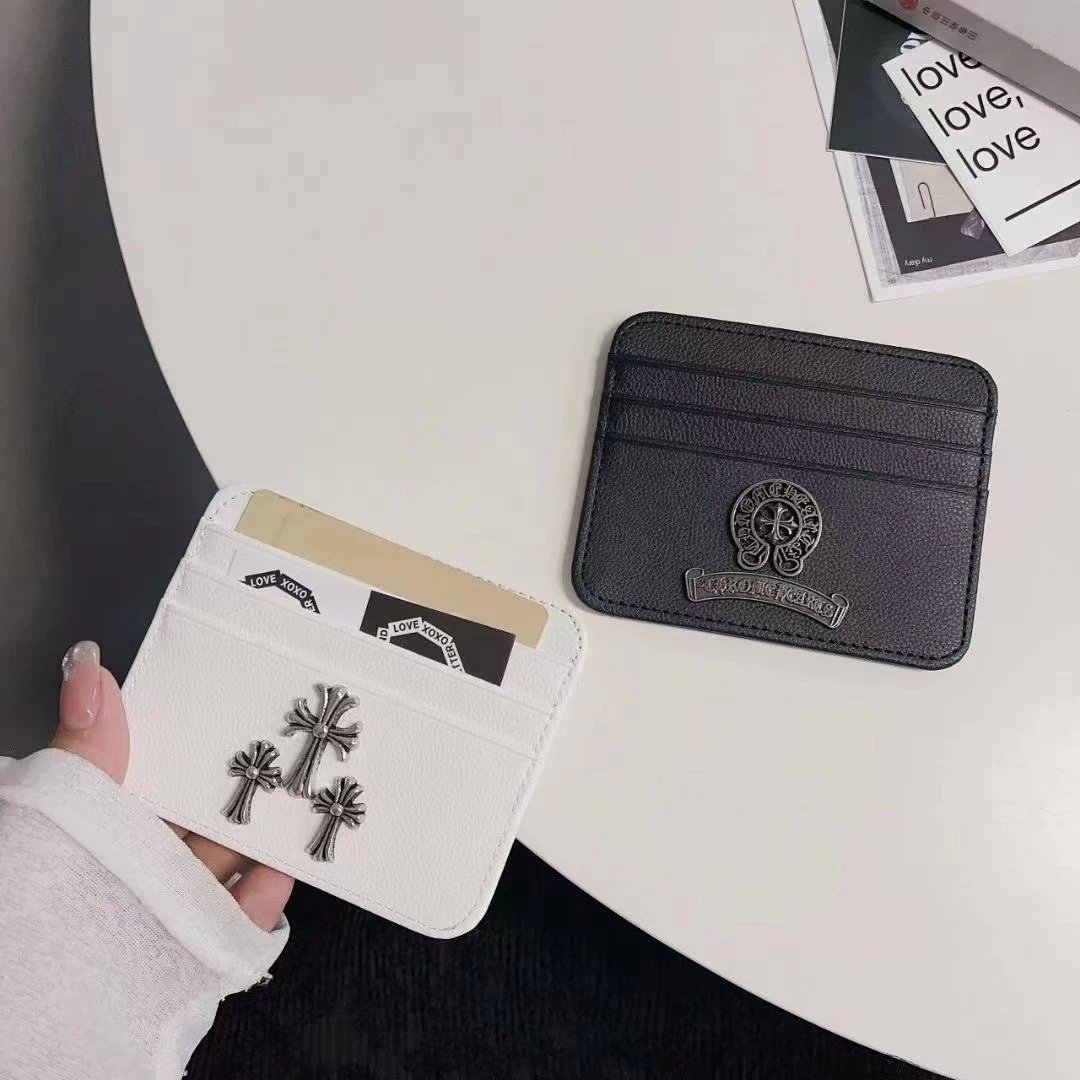 Minimalist Leather Card Holder with Cross Design for Men and Women