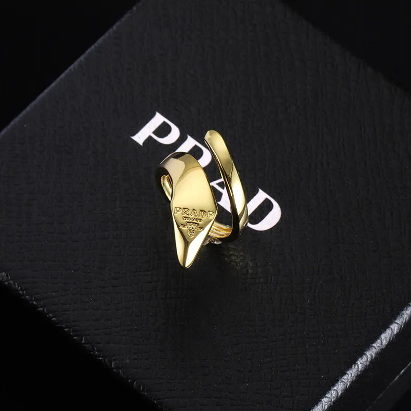 PRADA Gold Plated Logo Ring for Women and Men