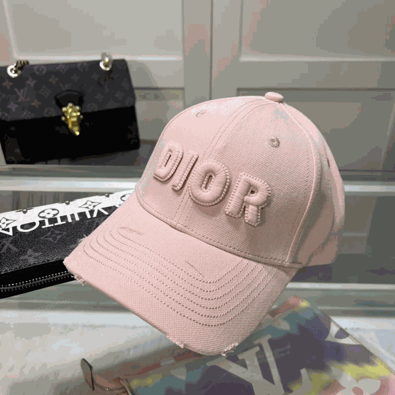 Dior Pink Embroidered Logo Baseball Cap for Women