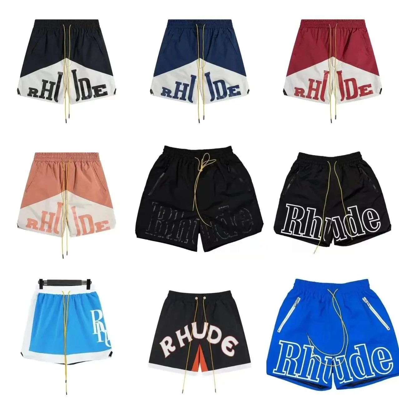 Rhude Logo Print Drawstring Shorts for Men and Women