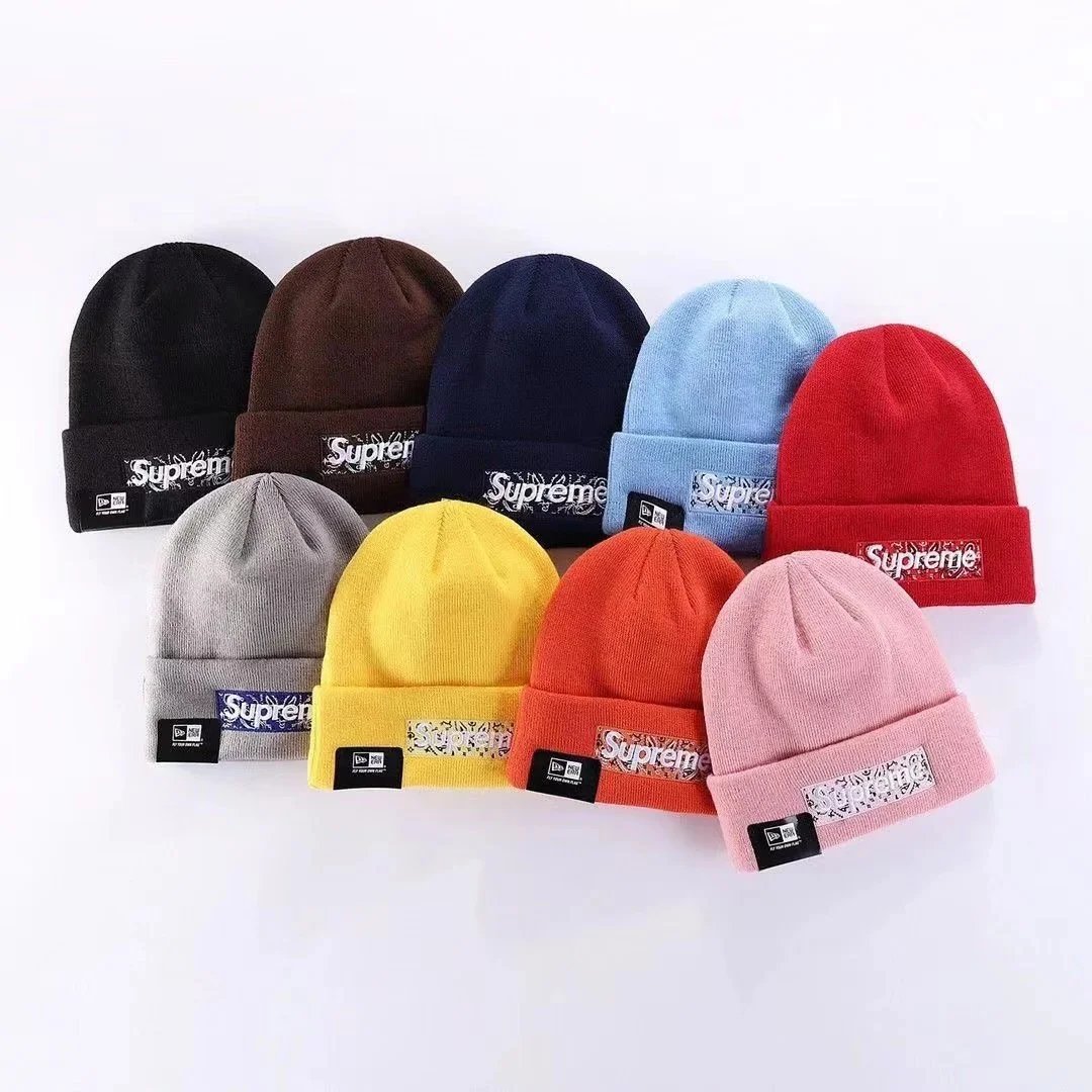 Supreme x New Era Knit Beanie Hat - Classic Logo Design