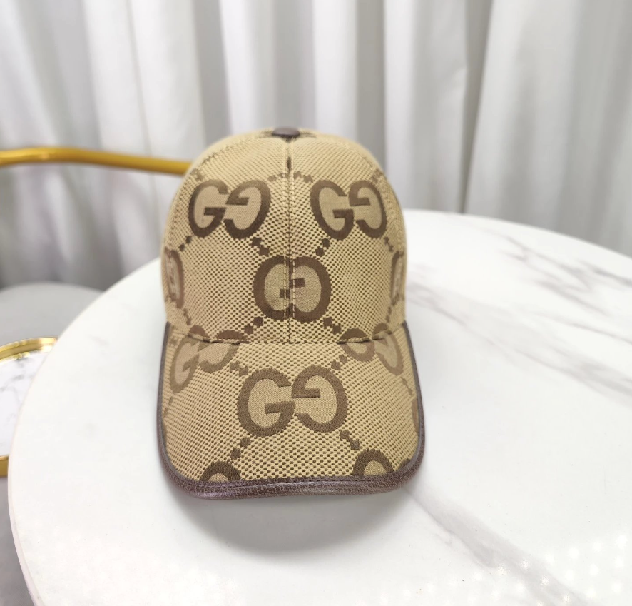 Gucci GG Logo Mesh Baseball Cap Beige Brown