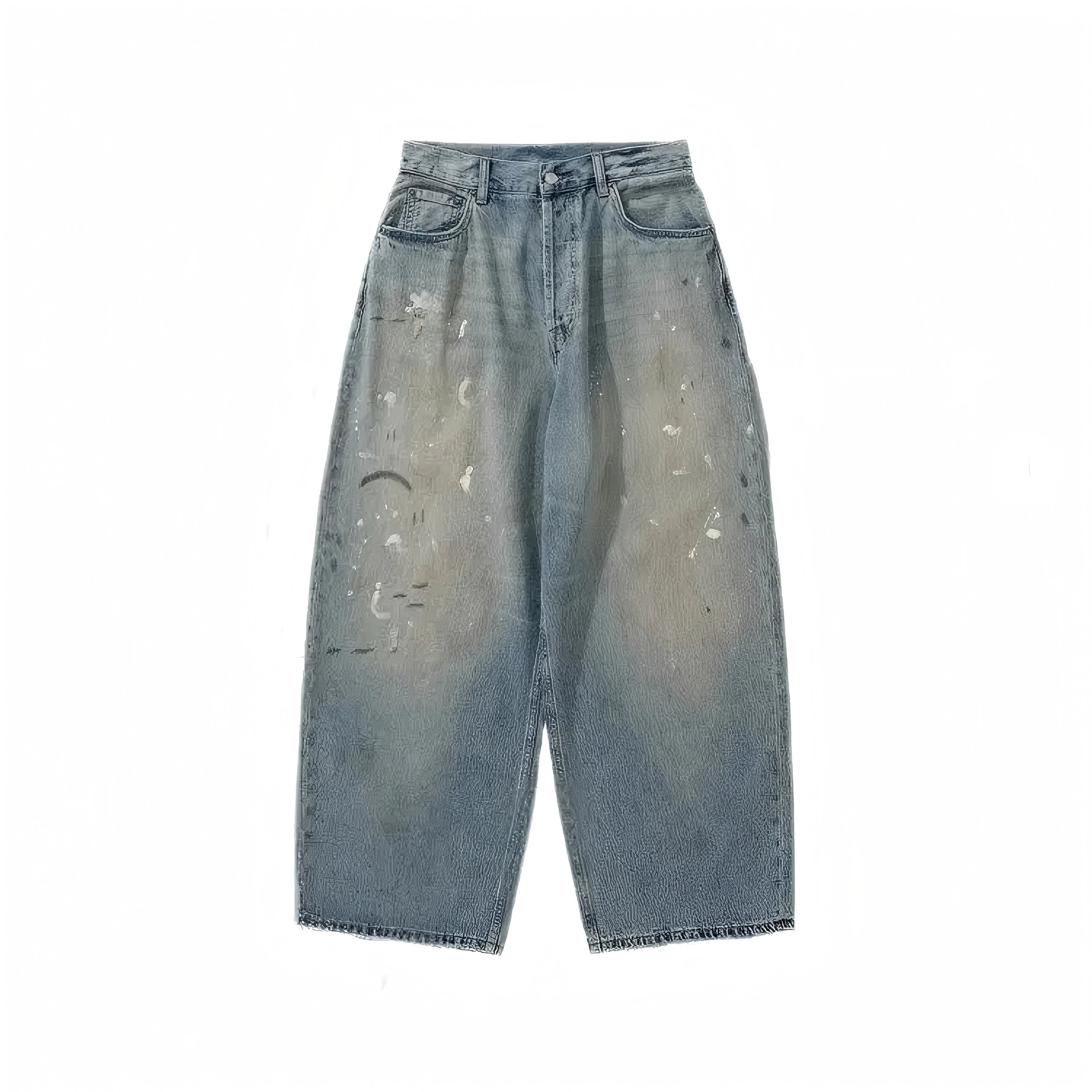 Distressed Wide Leg Denim Pants for Women High Waist Vintage Style