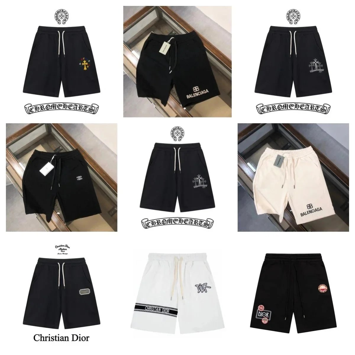 Balenciaga Logo Embroidered Cotton Shorts for Men