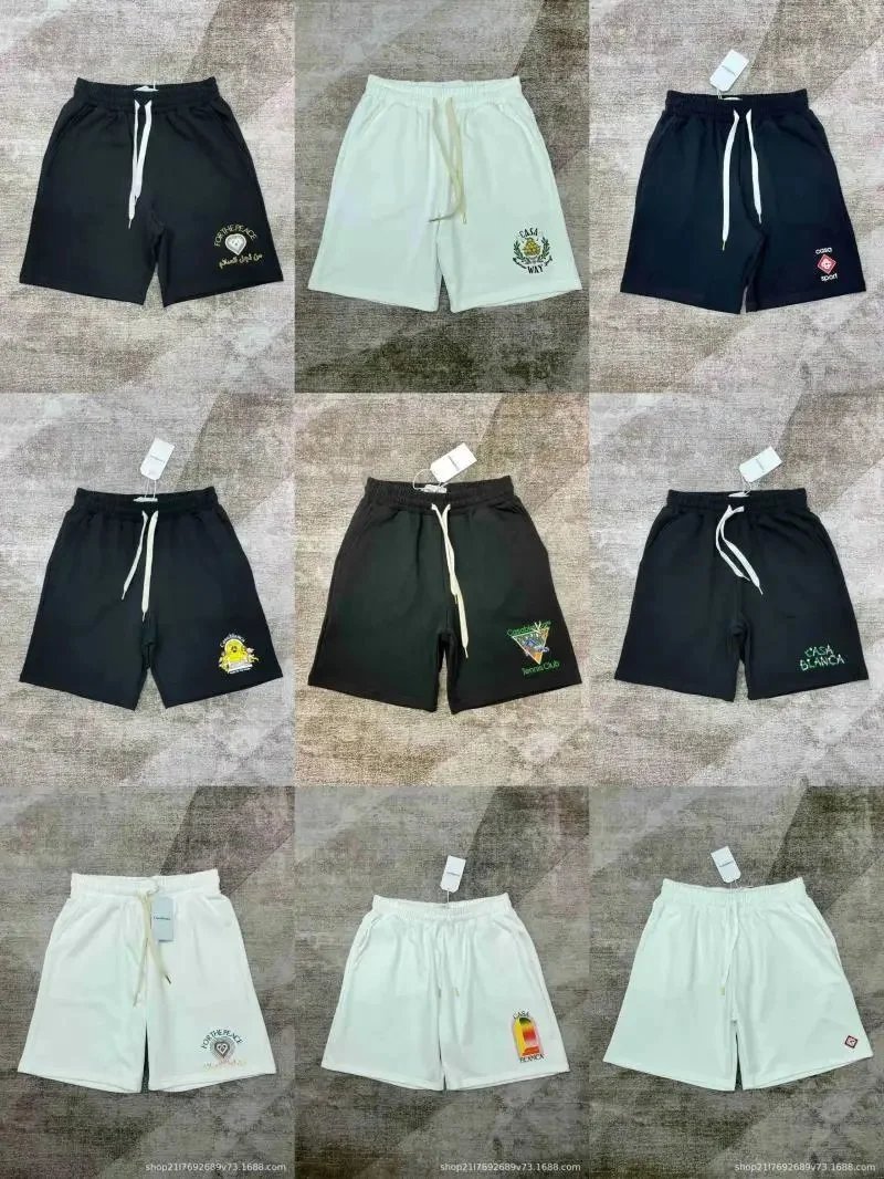 Casual Men's Embroidered Shorts with Drawstring Waistband
