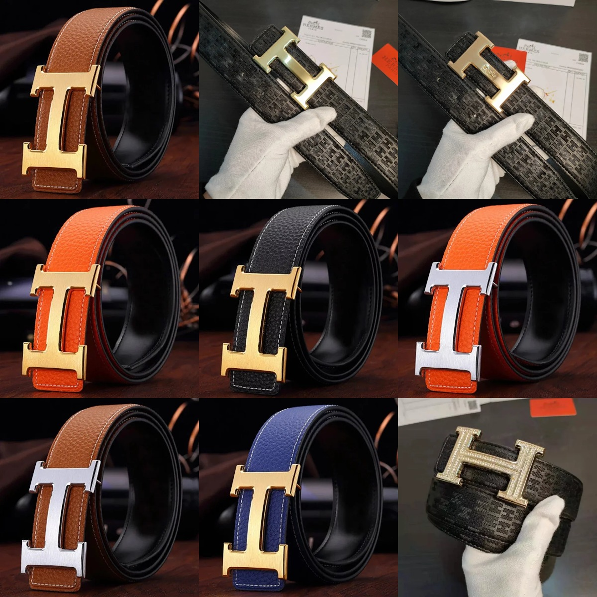 Luxury H Logo Leather Belt for Men and Women
