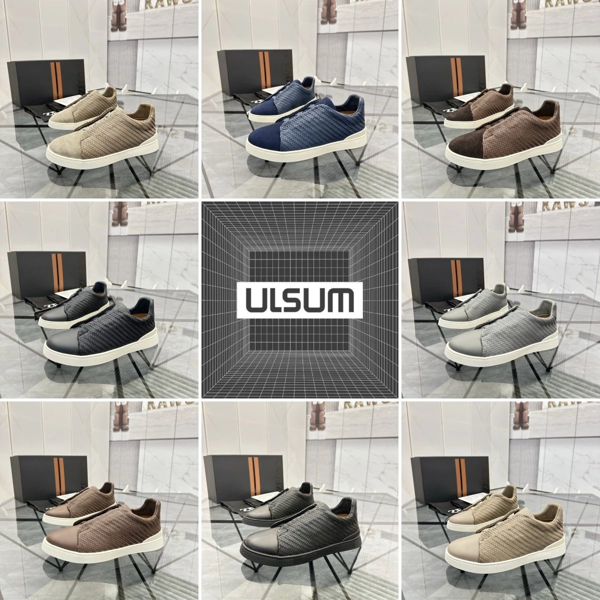 ULSUM Men's Fashion Sneakers Lightweight Knit Slip-On Shoes