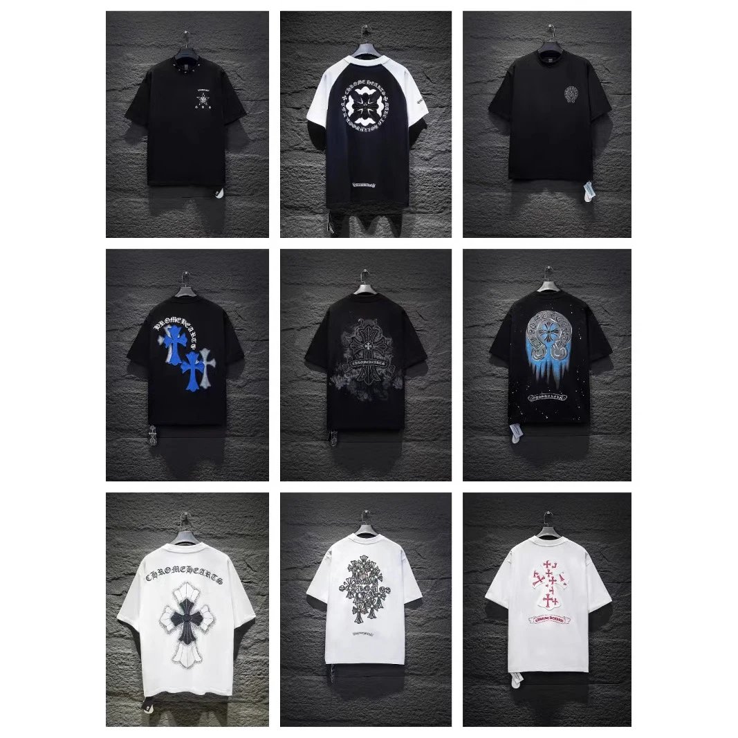 CROOKED T-Shirts Men's Streetwear Graphic Tees Black White Cross Design