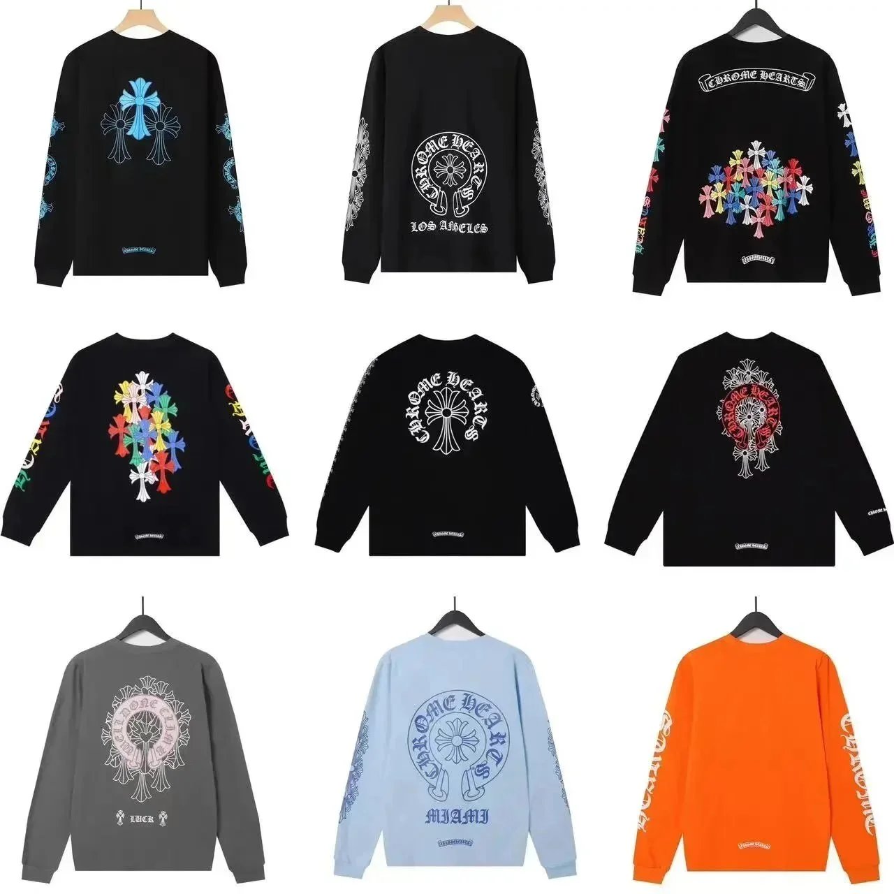 Chrome Hearts Long Sleeve Sweatshirts with Embroidered Cross Designs