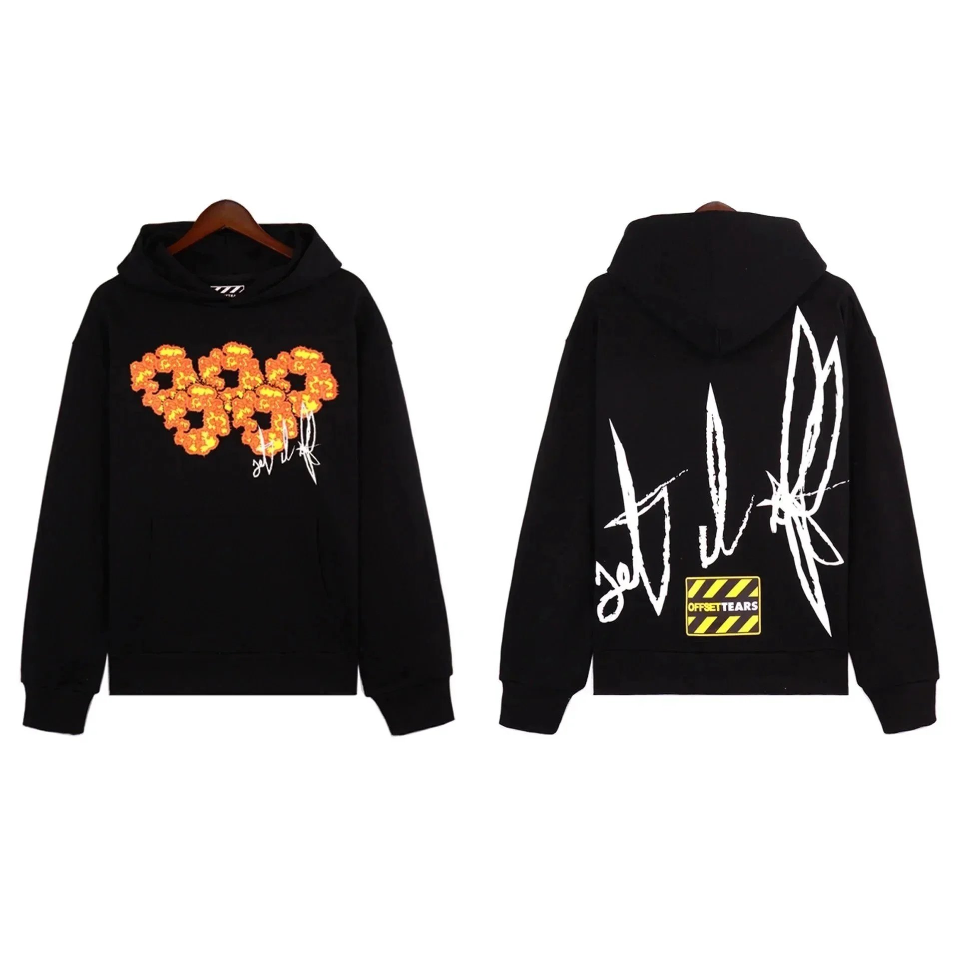 Black Hoodie with Fiery 888 Design and Set It Off Signature