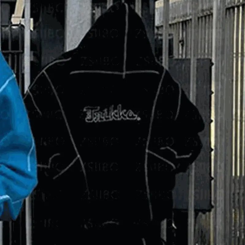 Trukko Black Hoodie with White Logo and Stitching