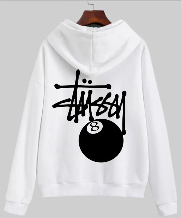 Stussy 8 Ball Hoodie White Men's Streetwear Sweatshirt